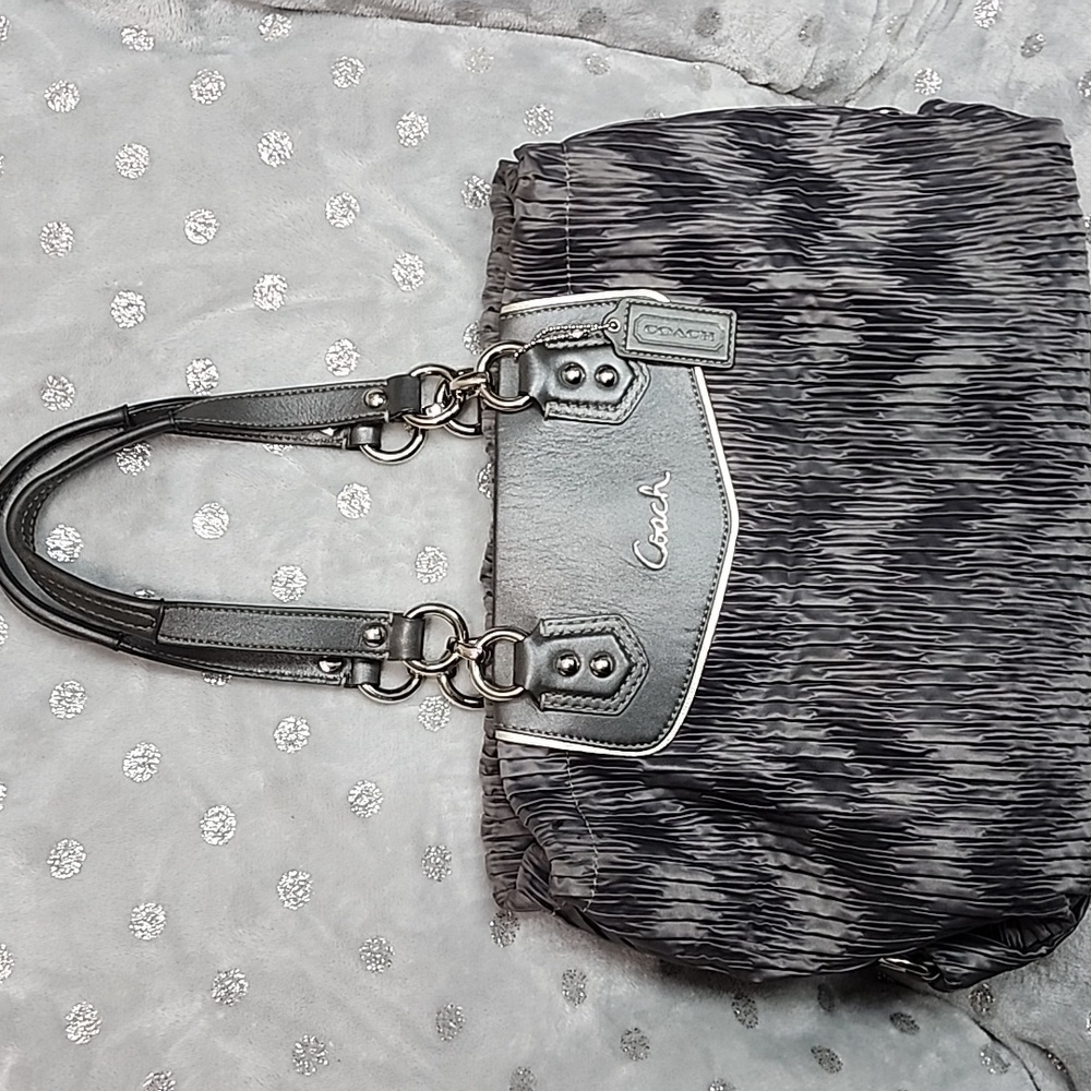 Coach 2012 Ashley Gathered Satin Satchel Carryall Bag
